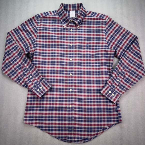 Brooks Brothers Other - Brooks Brothers Regent Fit Plaid Button Down Shirt Medium Red Blue Grey